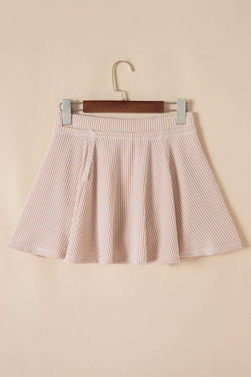 Corded Lantern Sleeve Top Ruffled Mini Skirt Two Piece Dress